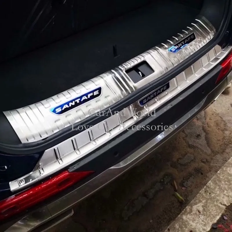 Нержавеющая сталь для hyundai Santafe Задний бампер протектор хвост дверной порог панель декоративная крышка отделка автомобильные аксессуары