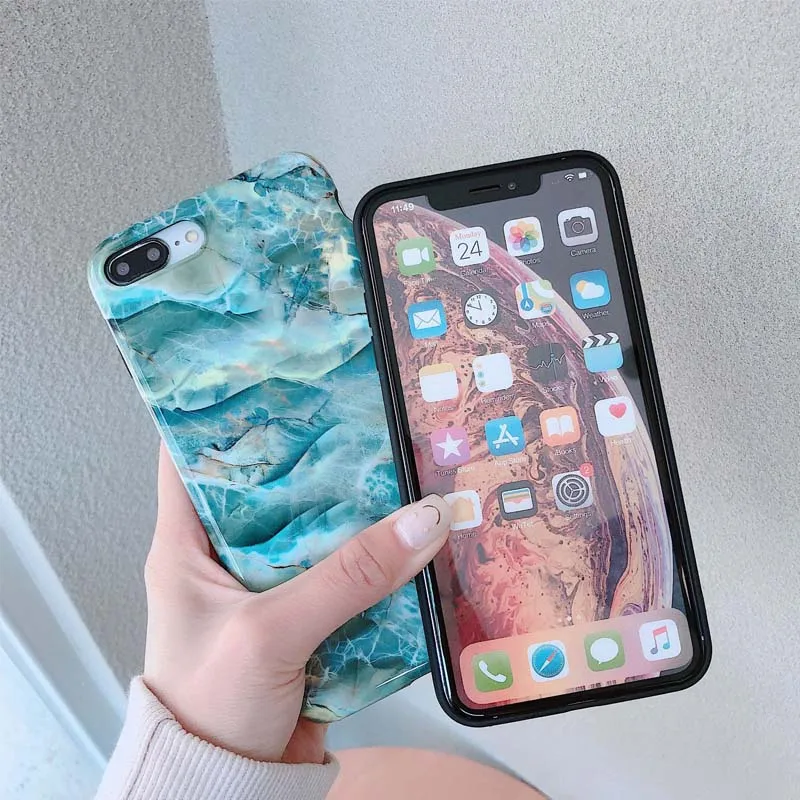 JIBAN Ins свежий зеленый Мрамор чехол для телефона Apple Iphone X XSMAX XR задняя крышка 6s 6 plus 7 8