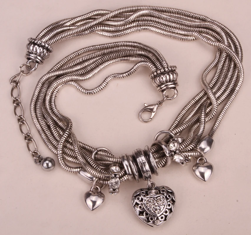 Сердце звено цепи ожерелье Женские байкерские Bling Ювелирные изделия Подарки