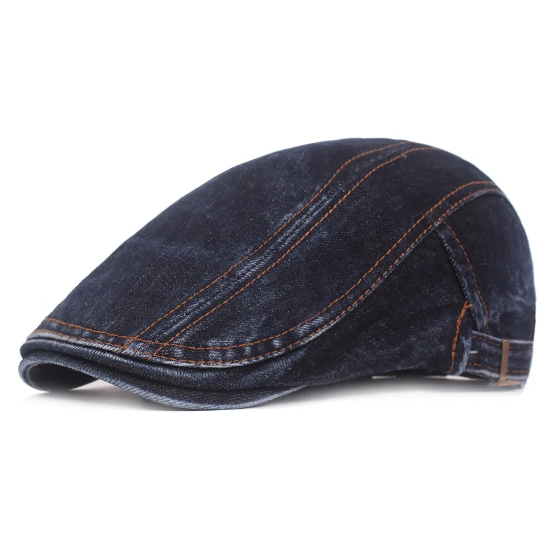 Dark Blue Мужская классическая Кепка с козырьком, уличная Регулируемая Кепка для газетчика, джинсовая кепка для гольфа для вождения, CSHAT0381 - Цвет: Dark Blue