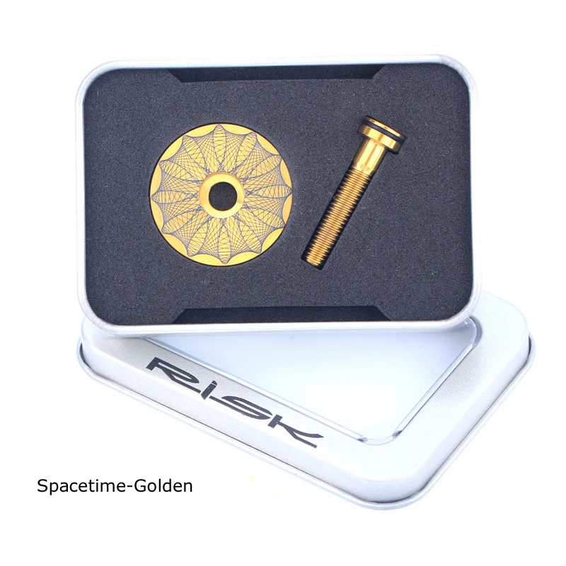 Spacetime-Golded 1 Набор RISK 1 1/" /28,6 мм для горной дороги, велосипеда, впереди, гарнитура, верхняя крышка руля и M6x30, болт со стержнем звездообразной гайки, болт CT4, титан - Цвет: Spacetime-Golded