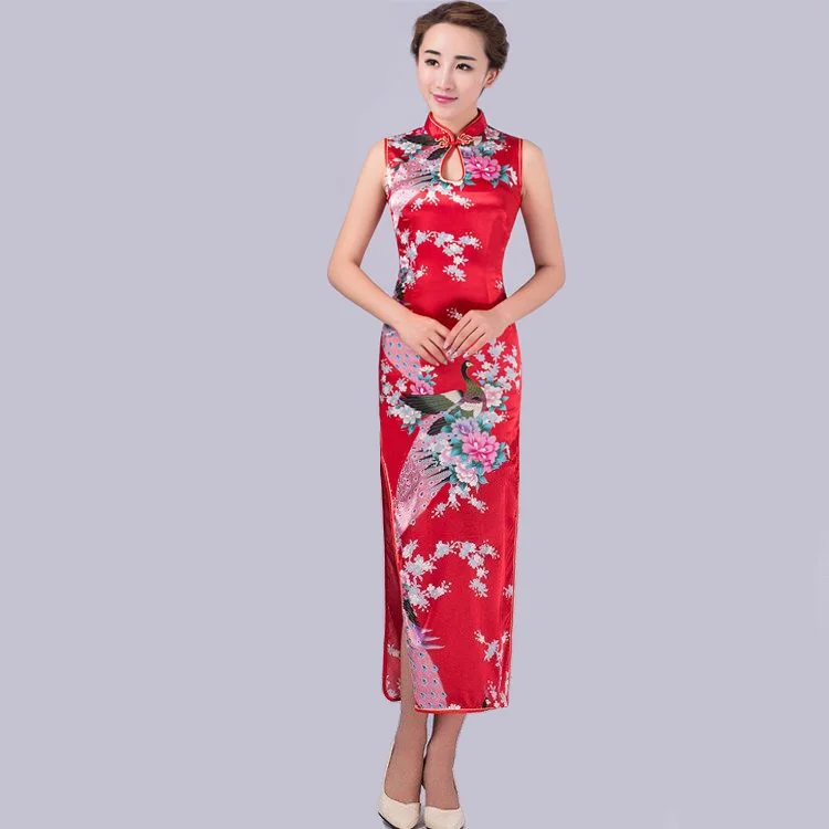 Классическое красное женское длинное платье Cheongsam Лидер продаж из