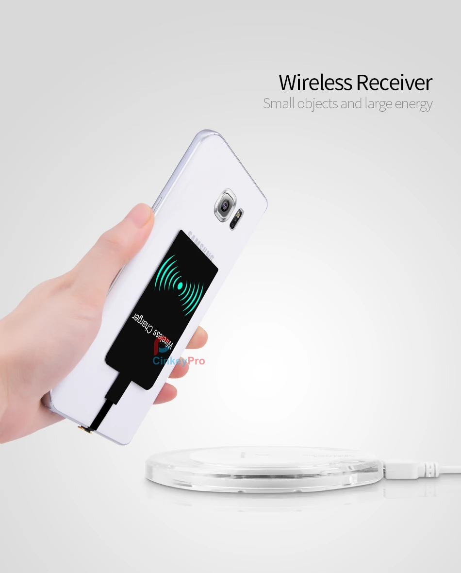 CinkeyPro QI Беспроводной Зарядное устройство приемник Micro Тип usb C для iPhone samsung Тип-C 5 V/1A зарядный адаптер универсальный программатор