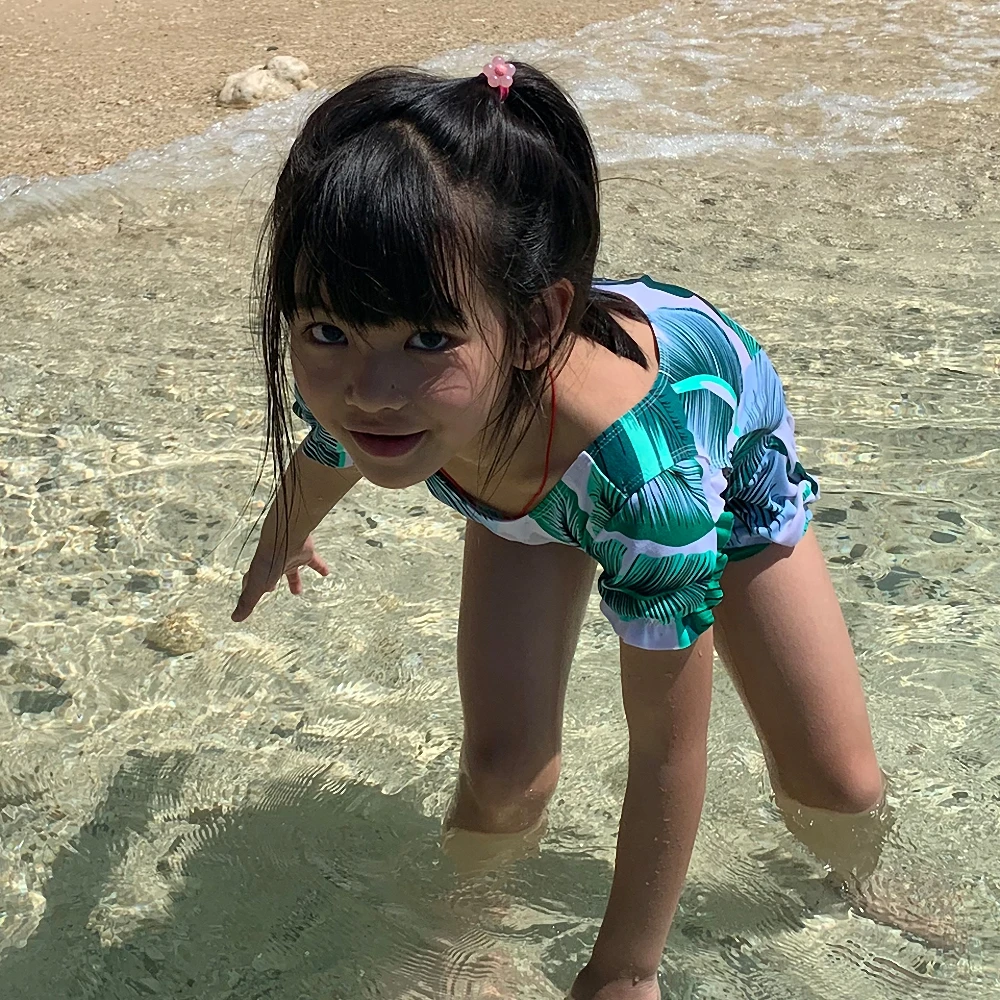 SWIMMART 2019 Toddler Kids Girl Swimsuit One Piece Bathing Suits Child Swimwear Wrap Leaves Print Children Beachwear | Спорт и
