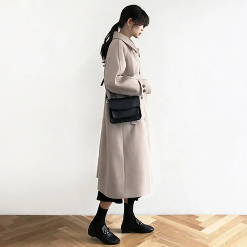2019 Wool overcoat women's medium and long fashionable thin cloth fashion coat | Женская одежда