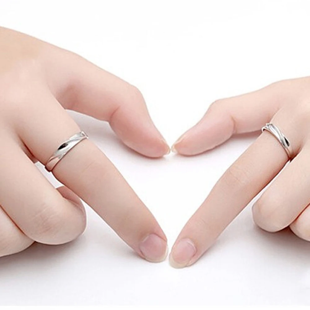 1 Pairs Men Women Solid Silver Lover Couple Rings Wedding Band His and Her Promise | Украшения и аксессуары