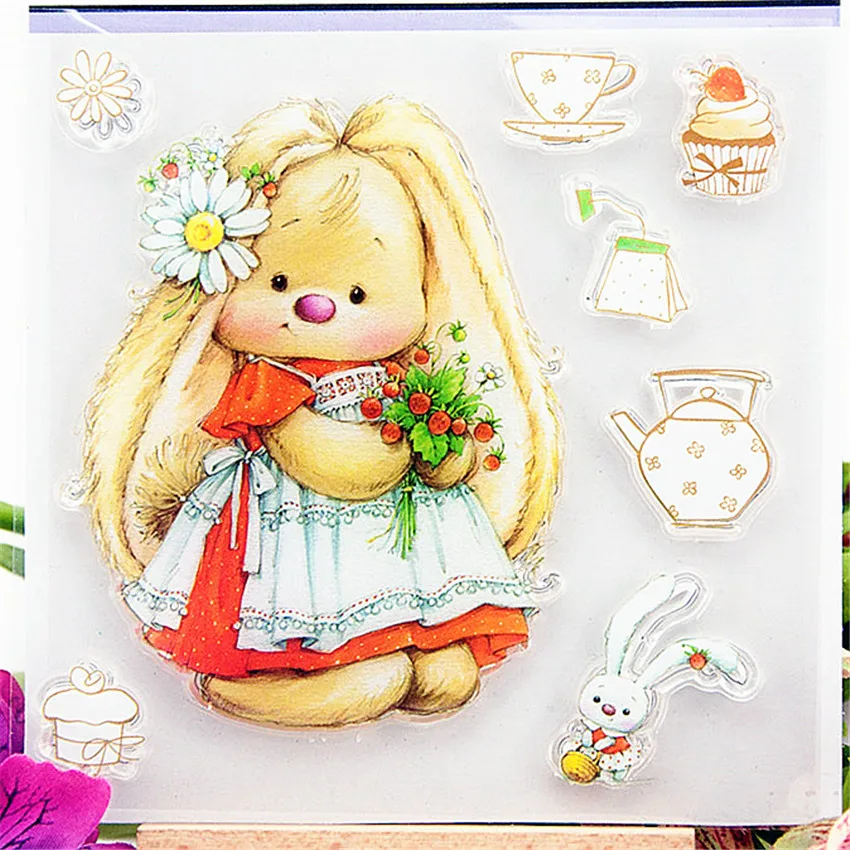 PANFELOU фартуки медведь девушка прозрачный силиконовый штамп/печать DIY