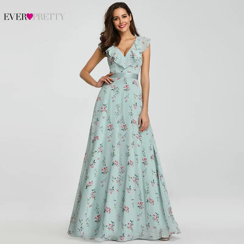 Ever Pretty, новинка, женское элегантное платье подружки невесты, es, ТРАПЕЦИЕВИДНОЕ, без рукавов, сексуальное, с оборками, с разрезом, длинное, для свадьбы, для гостей, вечерние, платье подружки невесты