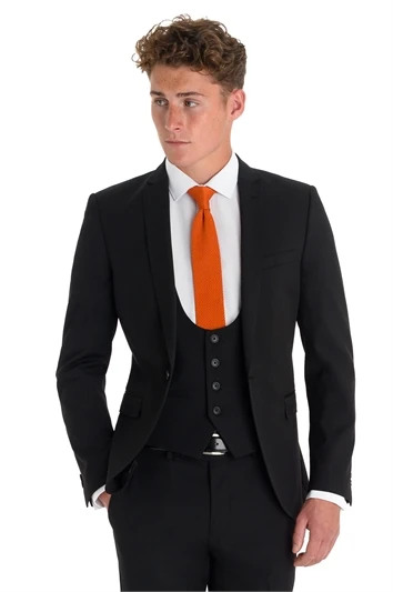 

New Design One Button Black Groom Tuxedos Notch Lapel Groomsmen Mens Wedding Prom Suits (Jacket+Pants+Vest+Tie) NO:162
