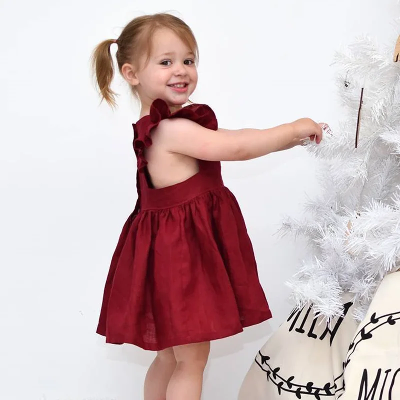 Хлопок платье для девочек Для детей на лето детская одежда красный мода