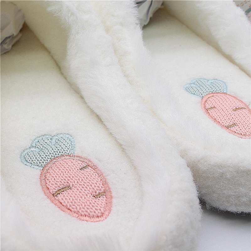 Pantoffels Dames Pantufa/Женские домашние шлепанцы с кроликами; мягкие домашние тапочки с очаровательными животными; противоскользящая бесшумная обувь