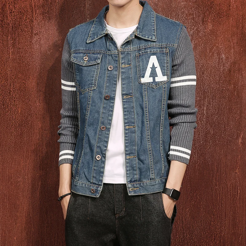 Мужские джинсовые куртки в стиле пэчворк новинка 2018 модная повседневная