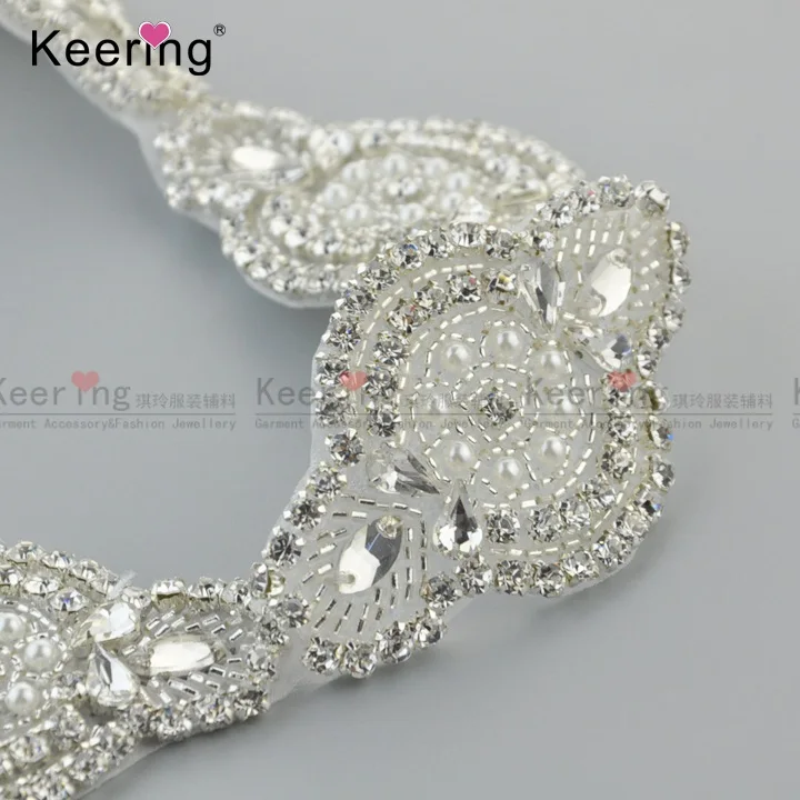

New Design Beautiful Beaded Pearl Rhinestone Trim For Wedding
