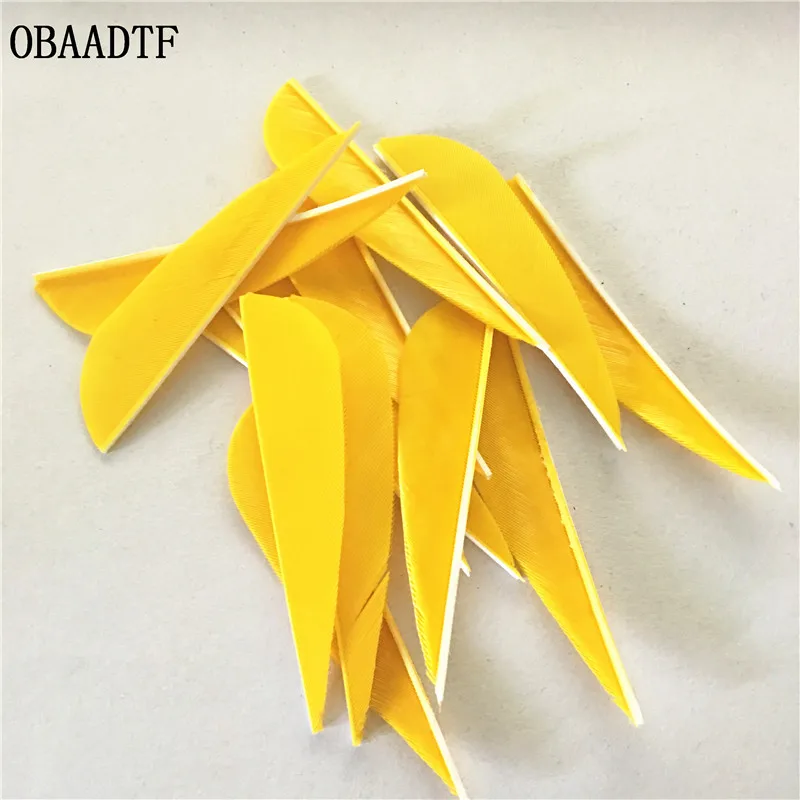 50Pcs 3 inch Water Drop Turkey Feather Colour Yellow High Quality Real Arrow Feathers Vanes Archery | Спорт и развлечения