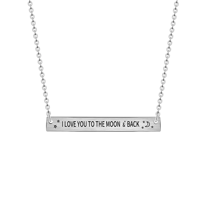 Изящное выгравированное вдохновляющее Ожерелье I LOVE YOU TO THE MOON AND BACK из нержавеющей