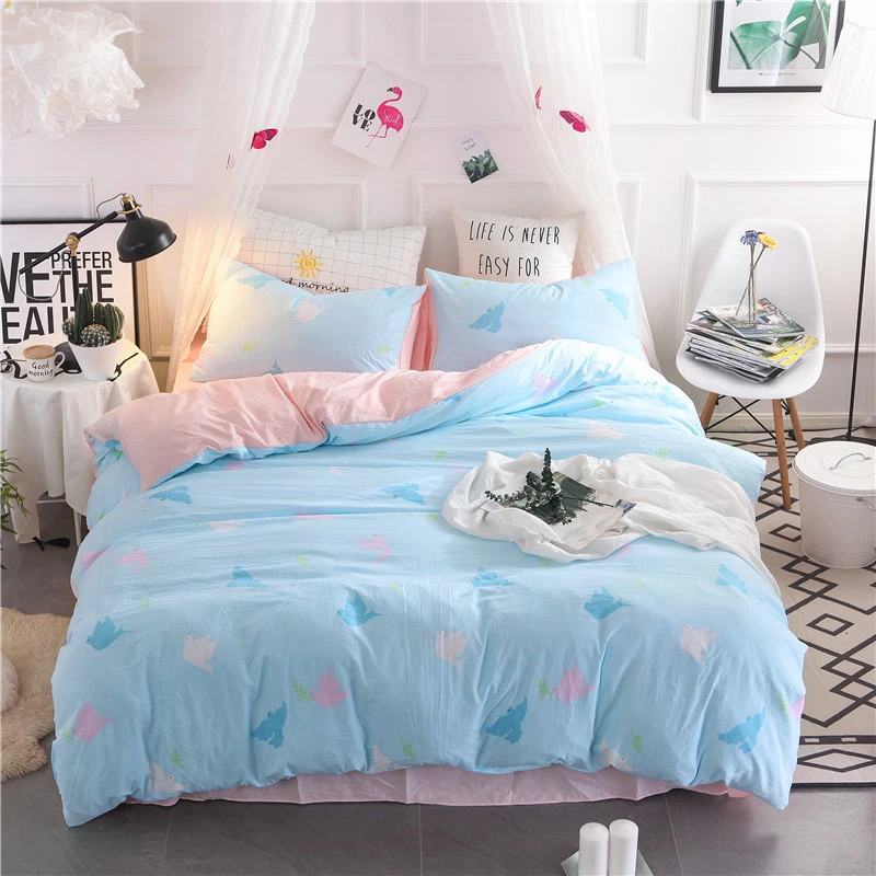 INS стиль четыре комплекта постельного белья Моющийся хлопок спальный постельное