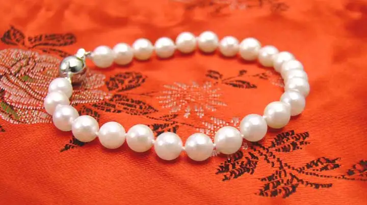 Браслет из серебра 925 пробы с натуральным круглым жемчугом|sterling silver|pearl braceletbracelet
