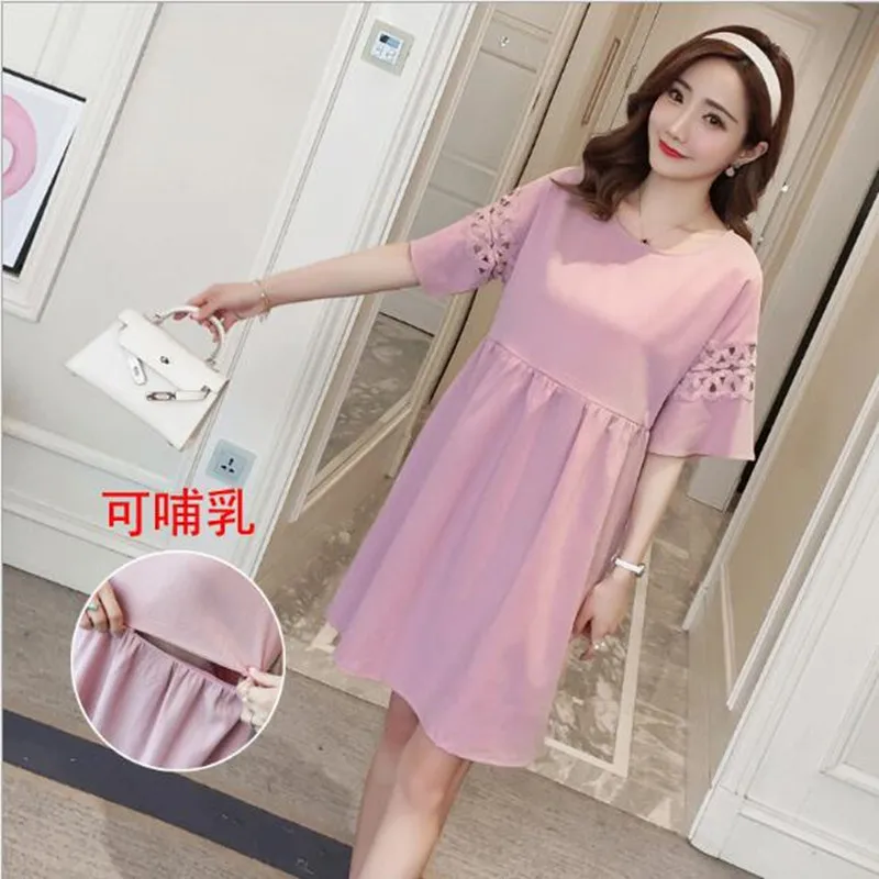 Летнее модное платье для кормящих женщин одежда кормления грудью беременных QV825 |