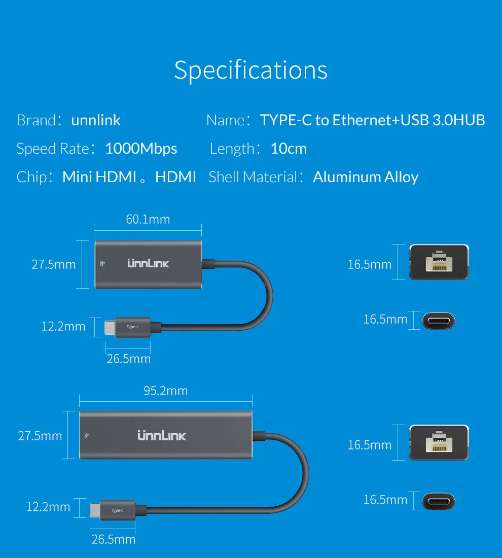 Unnlink USB C Ethernet адаптер type C к RJ45 1000 м 3 порта USB3.0 концентратор type C Thunderbolt 3 док-станция Сетевой адаптер для Macbook pro