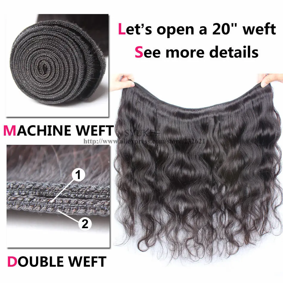 7А Перуанский Девы Волос Объемной Волны 1 Шт. Лот Человека Плетение волос