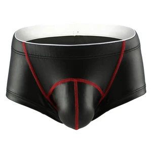 Трусы-боксеры мужские, черные, красные, синие, из лакированной кожи