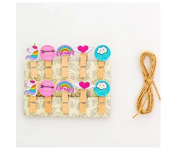10 pieces/lot) Cute Cartoon Color Small Wooden Clip Hanging DIY Photo Small Clip Wooden Cartoon Photo Clip - Цвет: 6