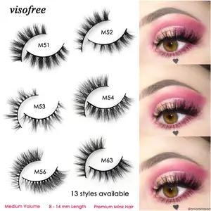 Ресницы Visofree 3D норковые для макияжа, ресницы ручной работы, бесстыковые норковые ресницы, натуральные ресницы среднего объема, накладные ресницы