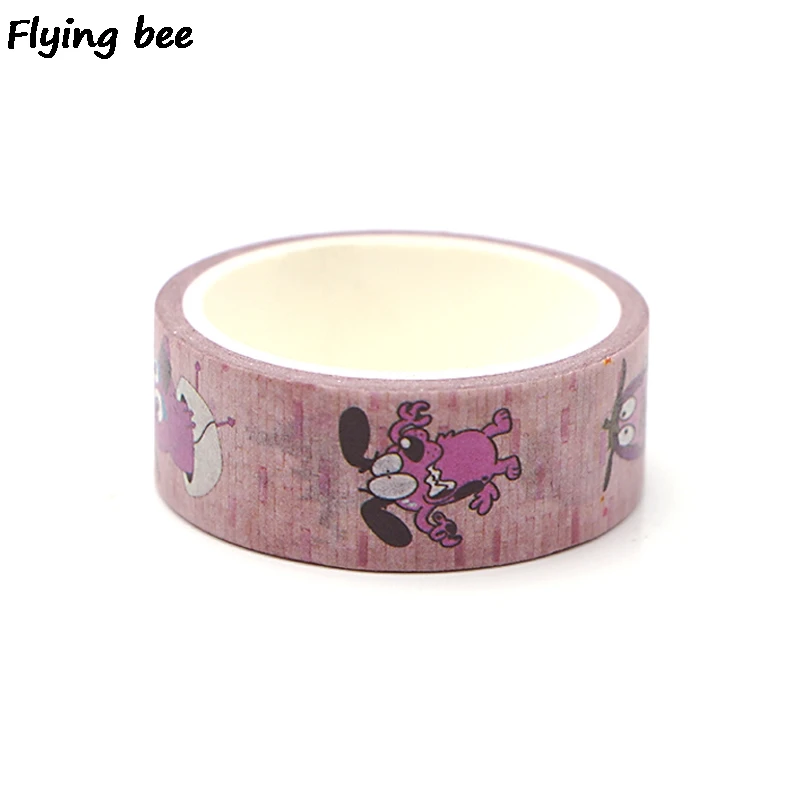 Flyingbee 15mmX5m креативная тема мультяшная Бумага васи лента милые собаки Клейкая