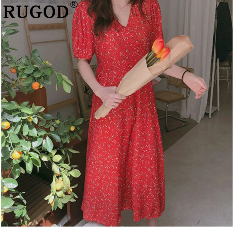 Женское платье с принтом RUGOD фиолетовое длинное на лето 2019|Женские платья| |