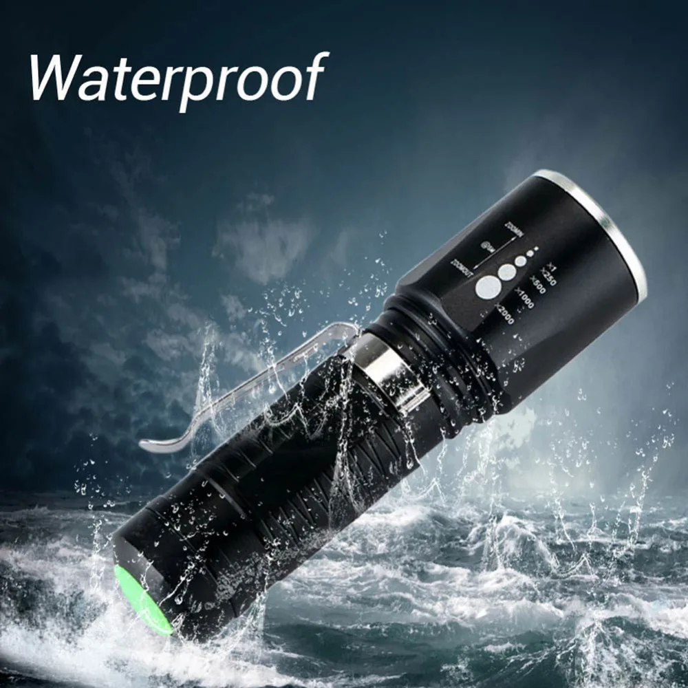Мощный светодиодный фонарик 3800LM 5 Режим 3x AAA 18650 Батарея Масштабируемые Водонепроницаемый IPX6 светодиодный T6 фонарь для кемпинга