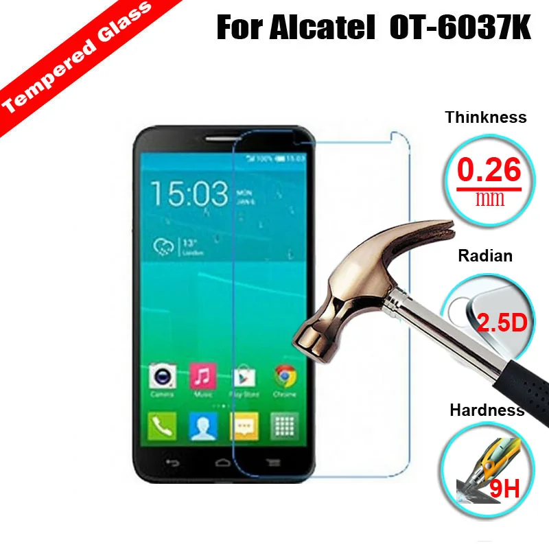 9 H 2.5D Закаленное стекло для Alcatel ONE Touch Idol 2 II OT 6037 устойчивый к царапинам анти взрыв