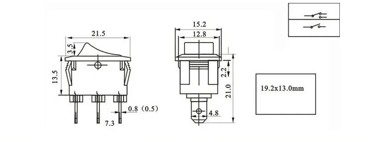 5 шт./лот KCD1 21*15 3 Pin LED 250 в 6A выключатель лодки оснастка SPST вкл. выкл. Рокер