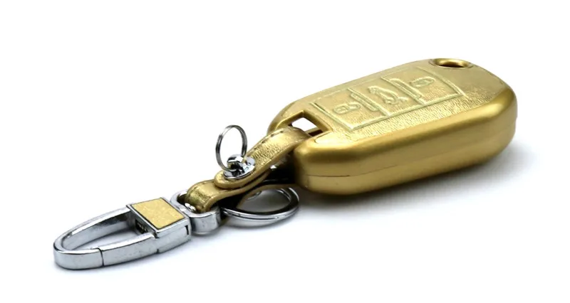 Чехол для ключей из натуральной кожи для peugeot 3008 308 RCZ 508 408 2008 key - Название цвета: Золотой