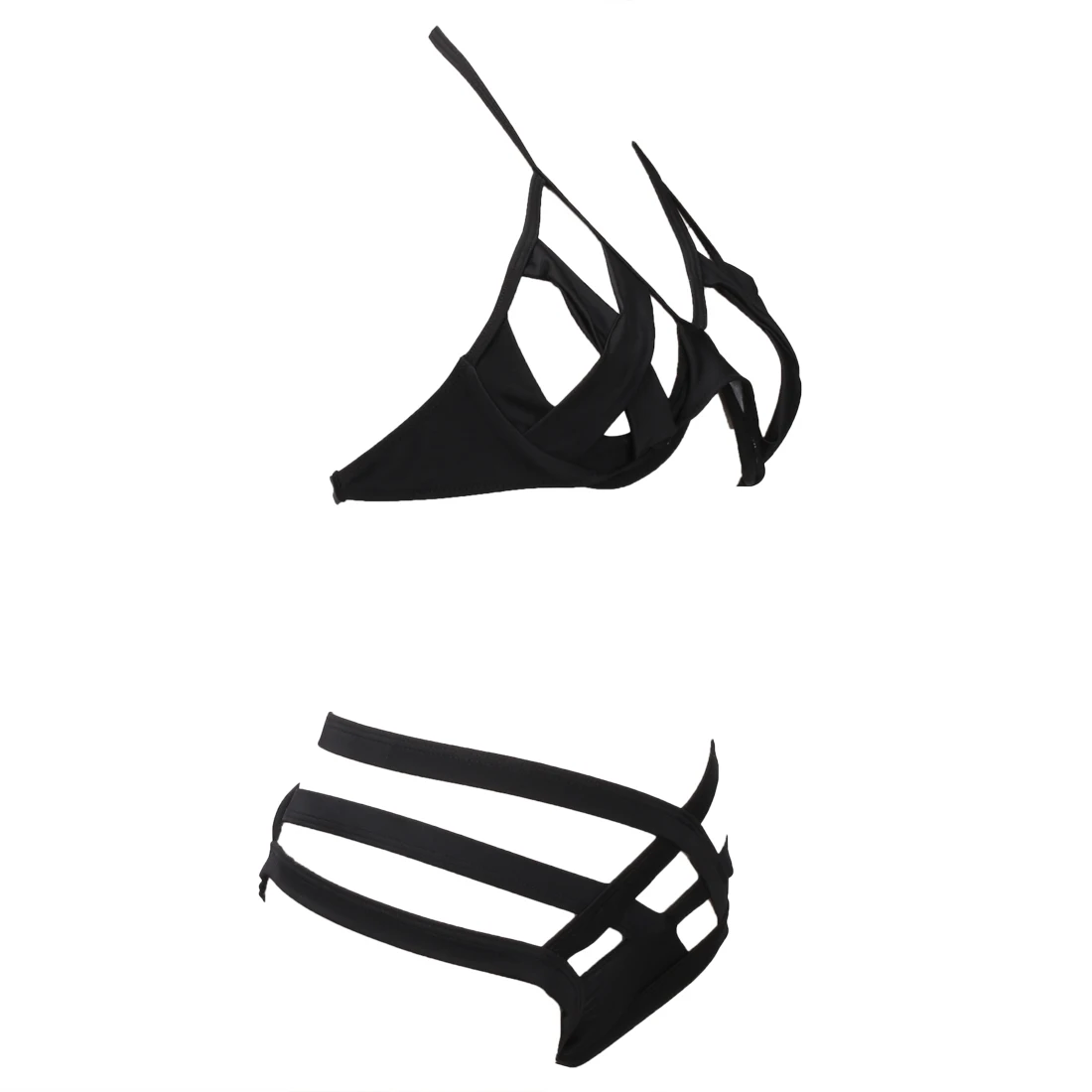 Новинка 2016 бикини с вырезами и высокой талией на косточках пуш ап бандаж высокая