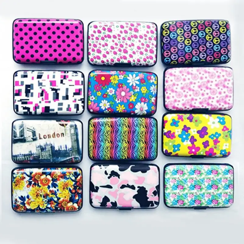 1 шт. алюминиевый чехол для кредитных карт с цветочным принтом | Багаж и сумки