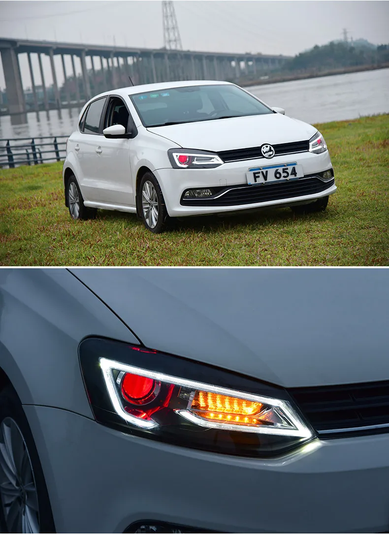 AKD автомобильный Стайлинг Головной фонарь для VW Polo СВЕТОДИОДНЫЙ Фонарь 2011- Новинка Polo DRL H7 D2H Hid опция Angel Eye Bi Xenon луч