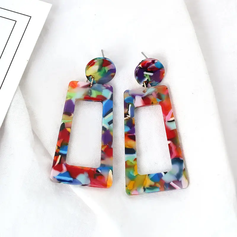 Colorful Новые леопардовые серьги ацетат геометрические коричневые акриловые серьги для женщин личности преувеличенные модные ювелирные изделия вечерние свадебные - Окраска металла: Colorful