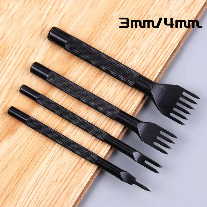 

Professional New Black 4 Style Leather Craft Hole Punch Tools Diamond Point Chisel DIY Leather Hole Tool