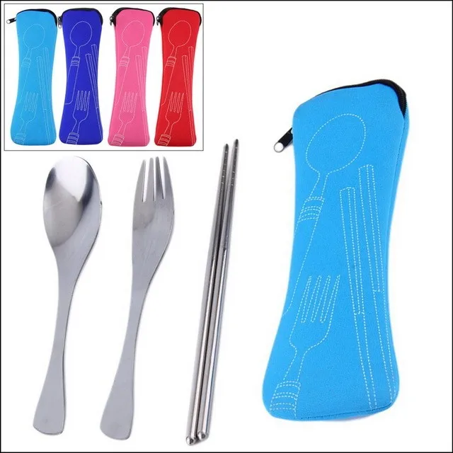Buy 100 sets Travel Picnic Portable Cutlery Stainless Steel Tableware 3pcs/sets Fork on