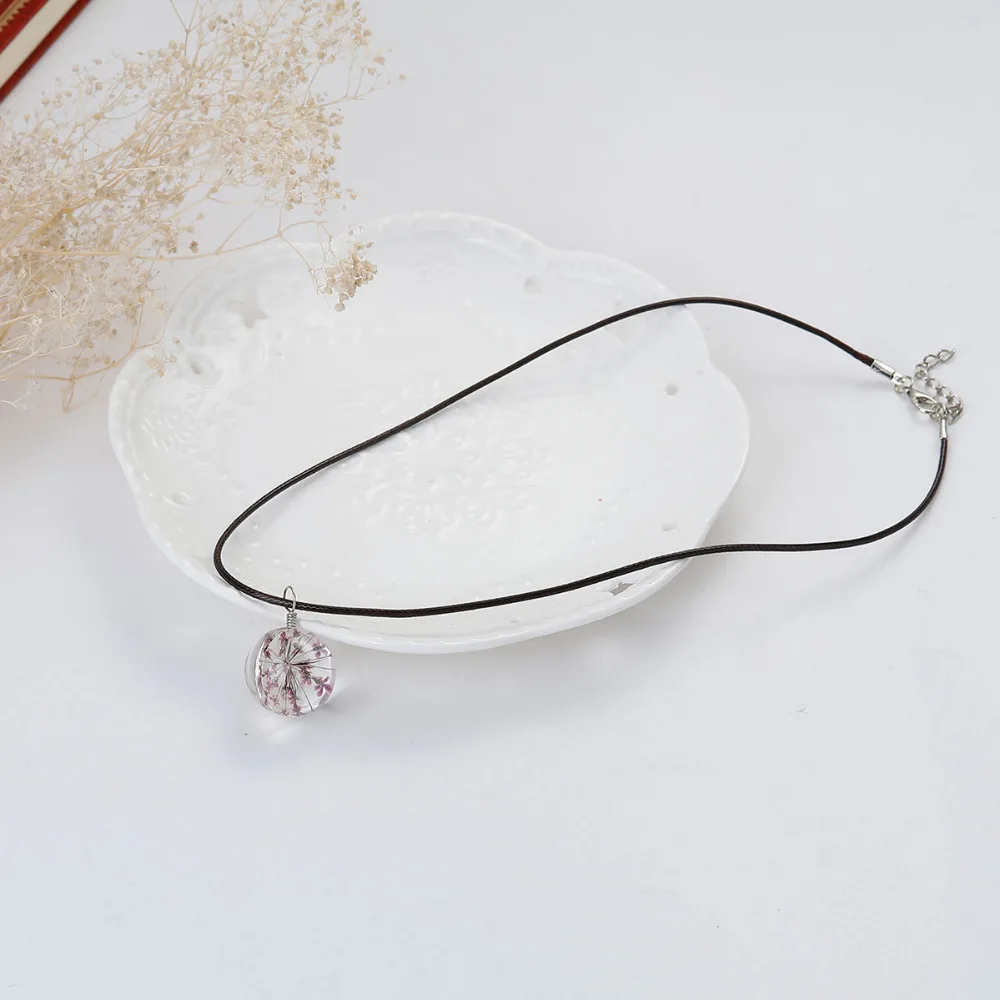 DoreenBeads стеклянное круглое модное ожерелье сушеные розы красный цветок круглые