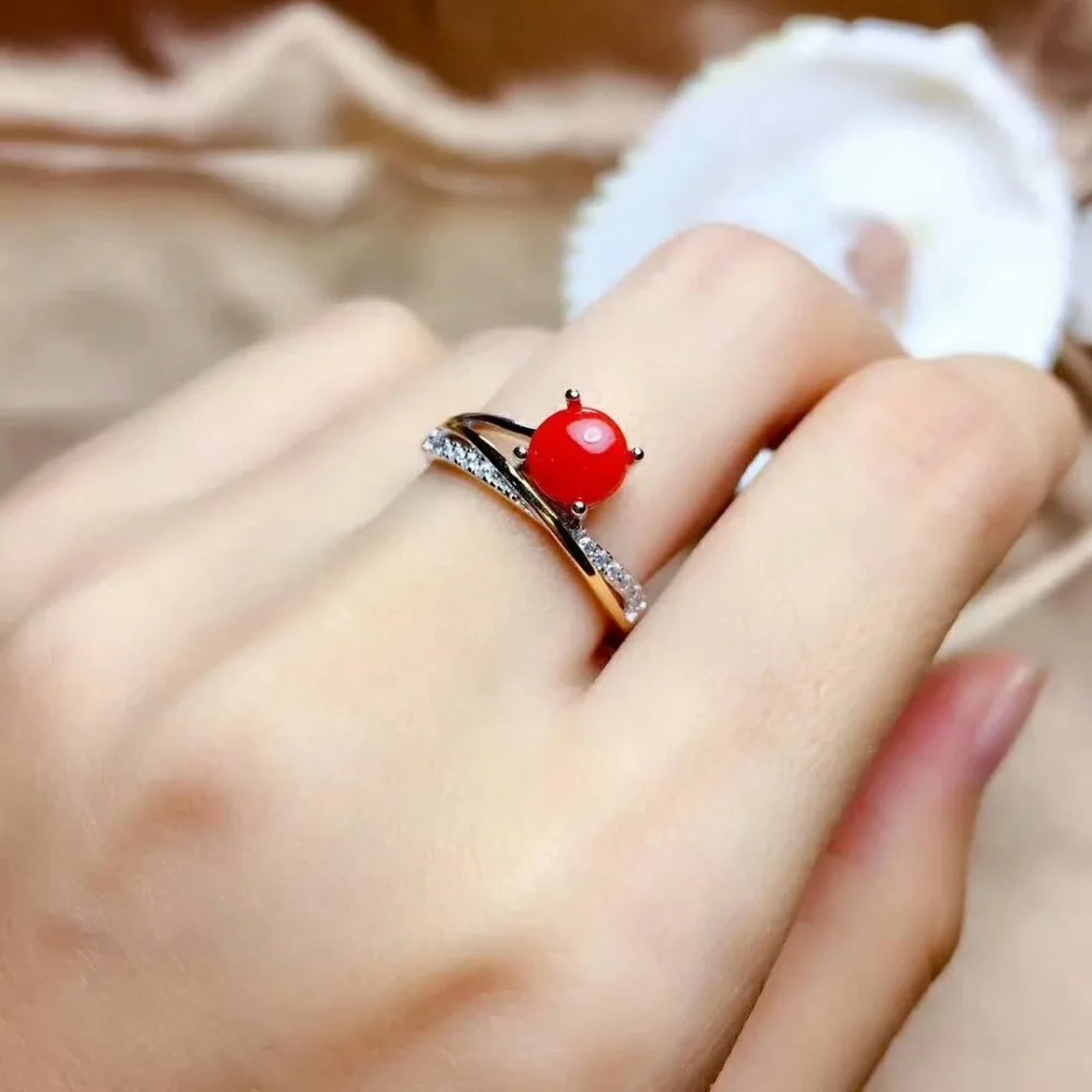 Shilovem 925 Стерлинговое Серебро натуральные красные коралловые кольца ювелирные украшения женские модные открытые вечерние растения подарок mj0606119agsh