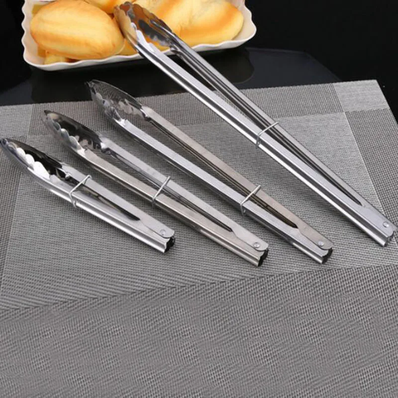 1Pc Stainless Steel BBQ Tongs Outdoor Camping Equipment Cookware Portable Clip Tablewares survival Cutlery|Столовые приборы для