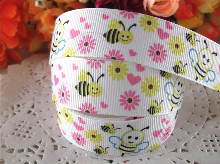 2014 Новое поступление 7/8 ''(22 мм) пчелы напечатаны grosgrain ленты мультфильм лента