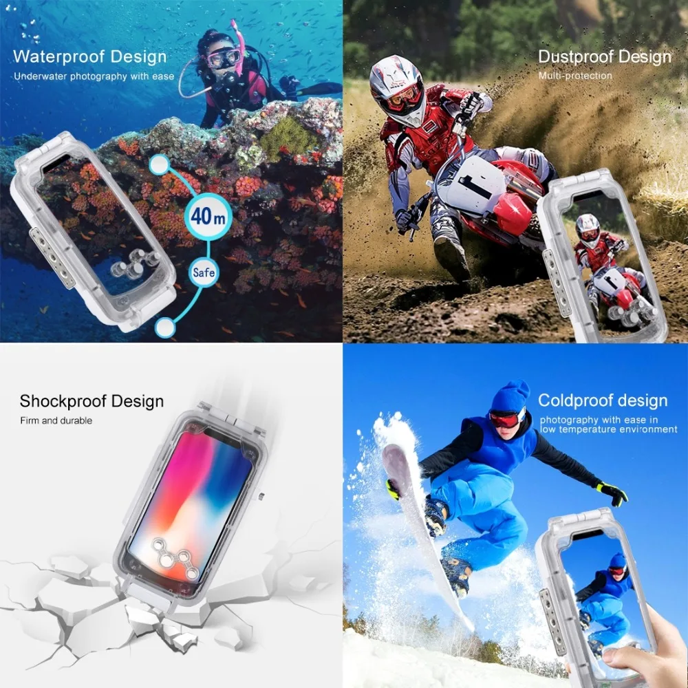 PULUZ для iPhone X/XS подводный корпус 40 м/130 футов Дайвинг телефон защитный чехол для серфинга плавания подводного плавания фото видео
