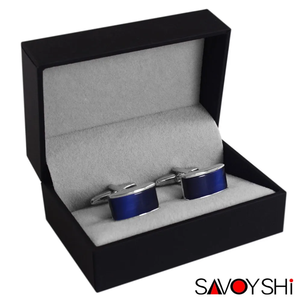 Роскошные запонки SAVOYSHI с синим камнем для мужчин рубашек высококачественные