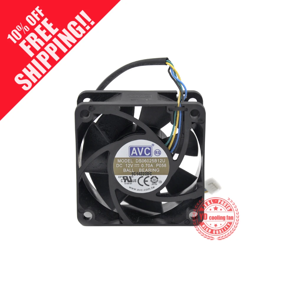 Вентилятор Охлаждения AVC DS06025B12U P058, 12 В, 6025 А, 6 см, 4 контакта