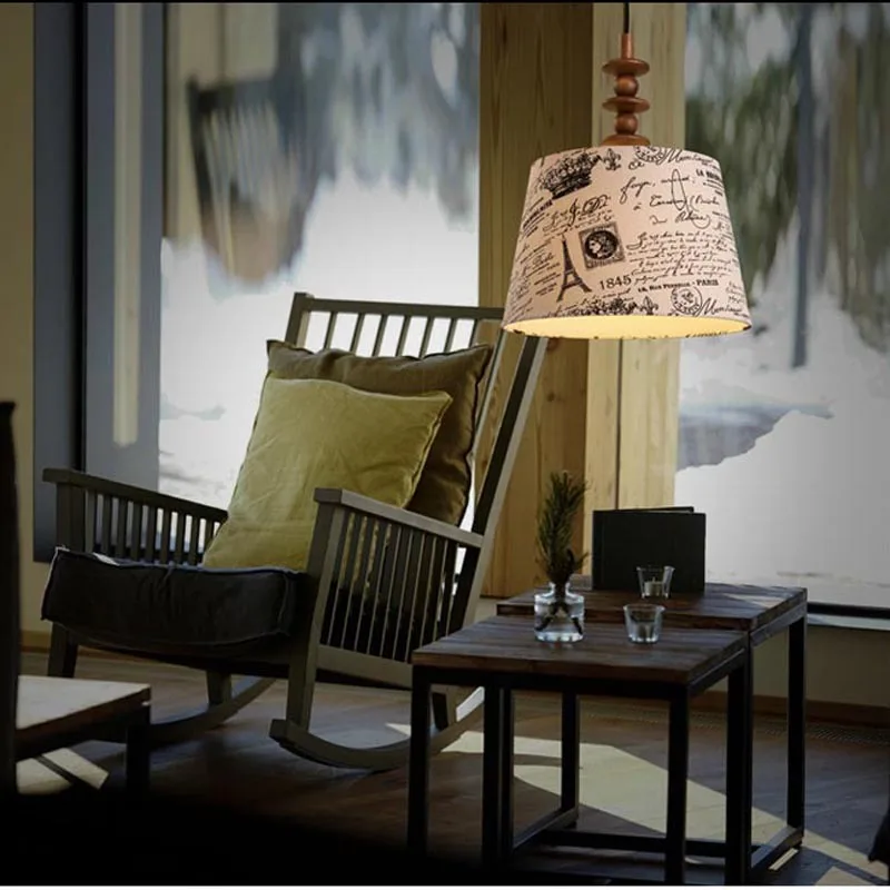 Скандинавская лампа индивидуальная тканевая подвеска барабан современная