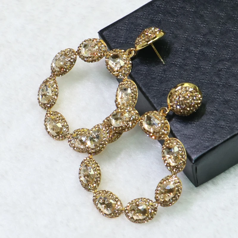 Серьги со стразами золотого цвета модные цветочные формы серьги с цветком из