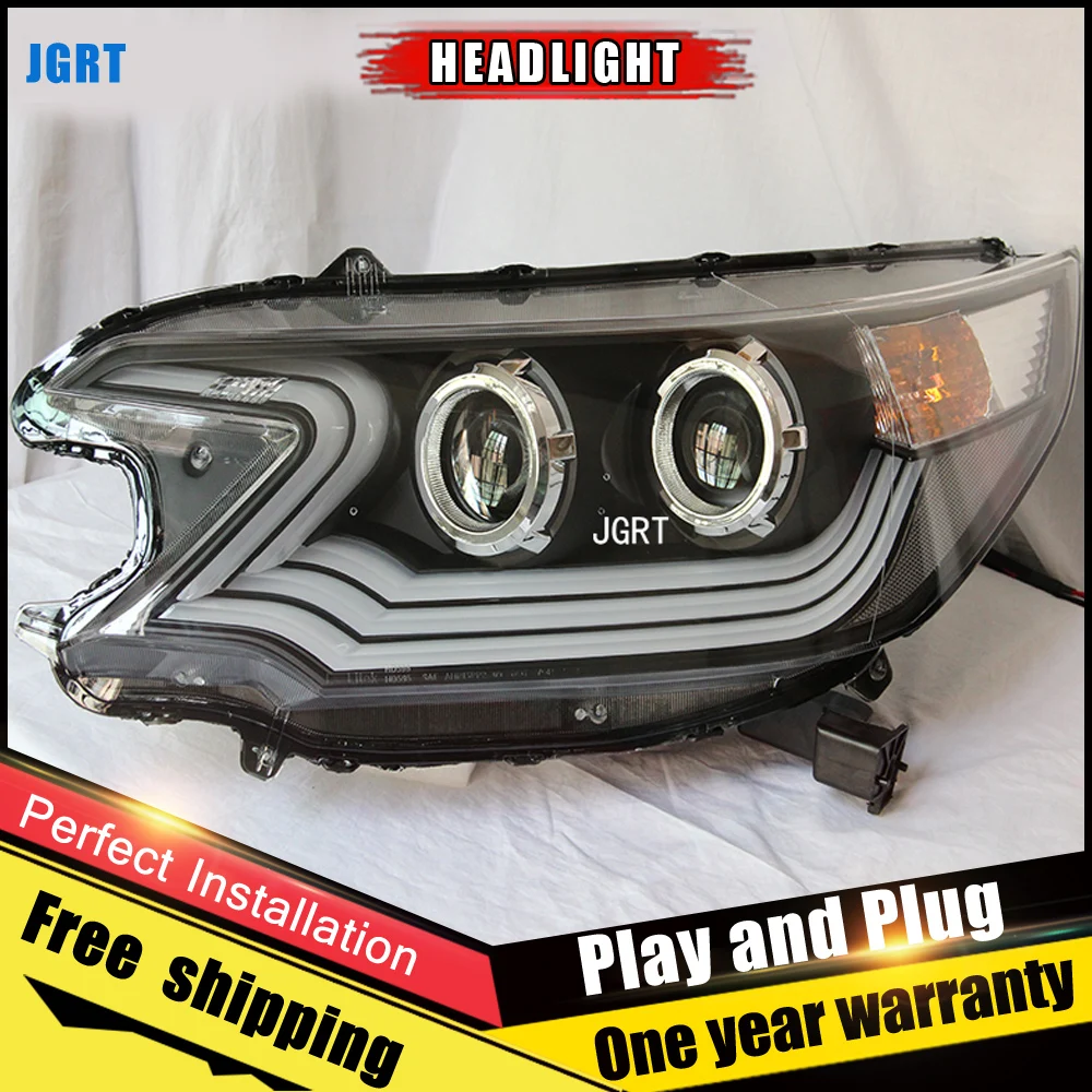 

2PCS Car Style LED headlights for Honda CRV 2012-2014 for CRV head lamp LED DRL Lens Double Beam H7 HID Xenon bi xenon lens