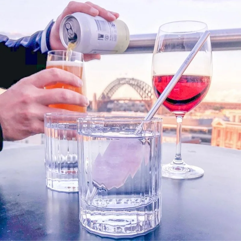 New Eco-friendly Collapsible Amethyst/Rose quartz Clear Crystal drink straw Reusable Stainless Steel Straw With Brush